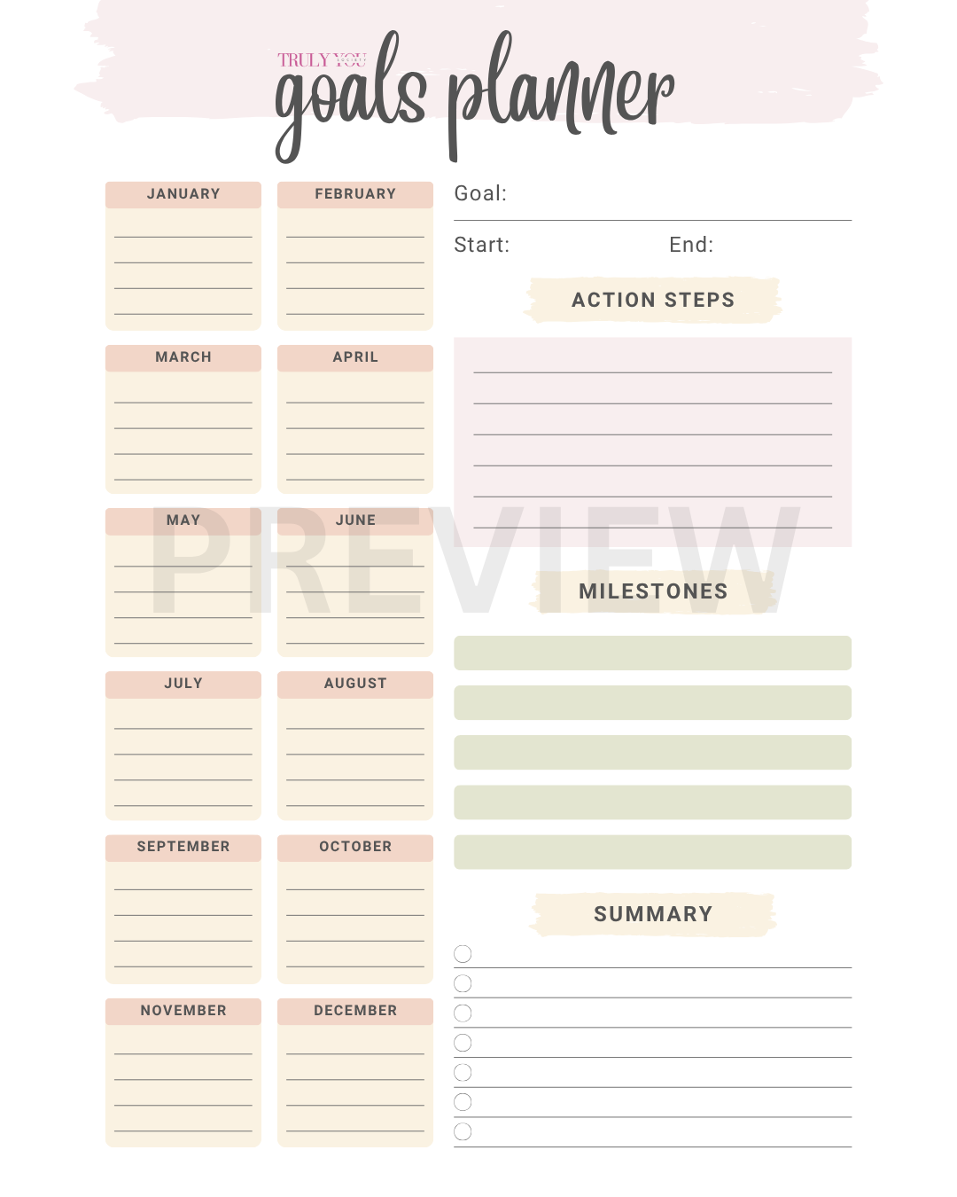 TYS - Yearly Goal Planner